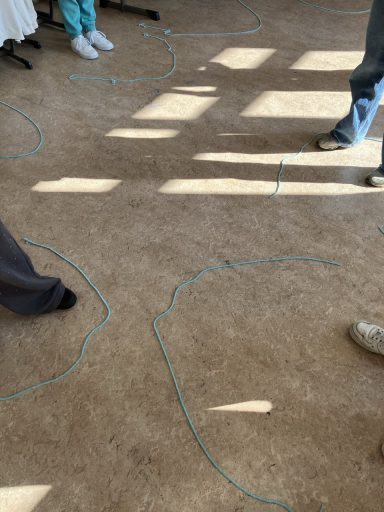 Schulprojekt Selbstbehauptung & Selbstverteidigung für Mädchen 14-18 Jahre Personen haben sich mittels Seile ihre eigenen physischen Grenzen auf den Boden gelegt.